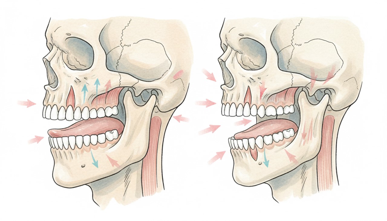 口呼吸の原因を説明する医療イメージ