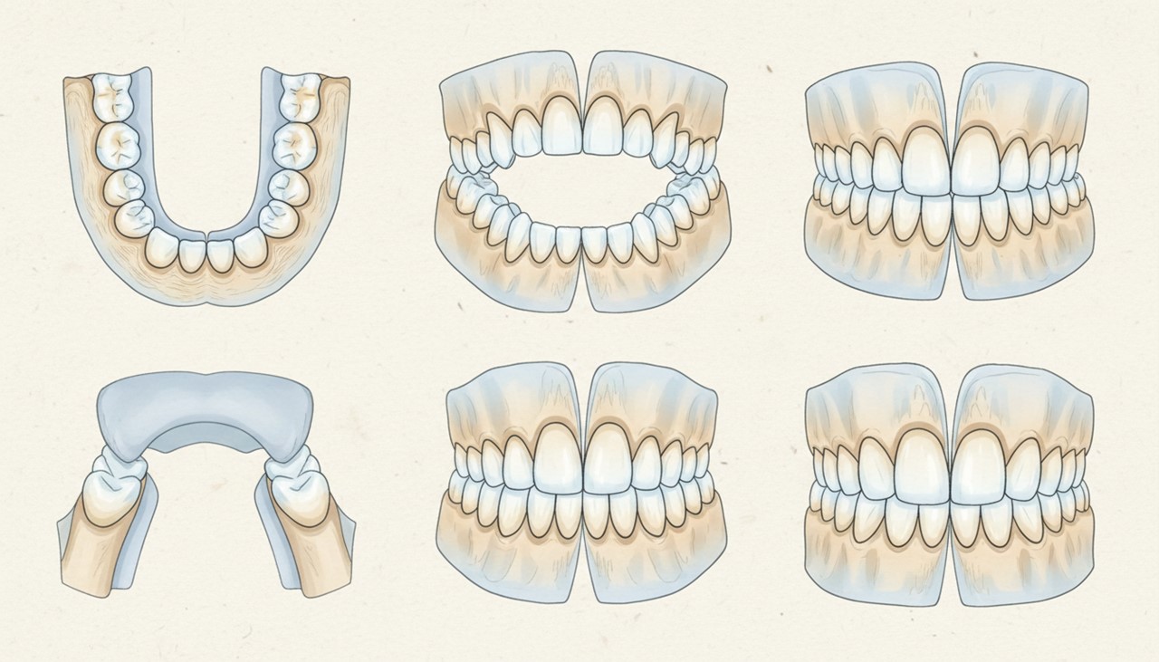 小児矯正のI期治療とII期治療の2段階の流れを示すイメージ